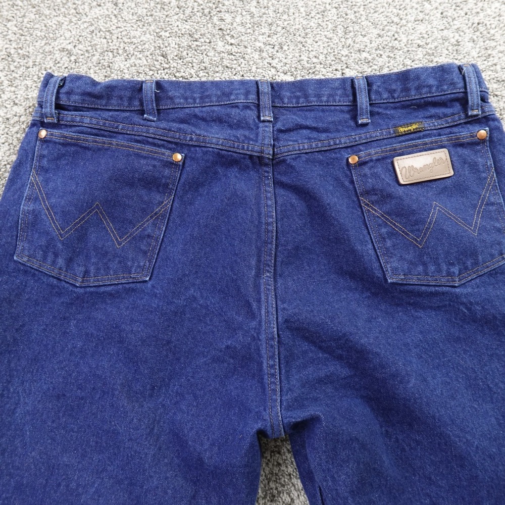VTG Wrangler Jeans Mens 42X34 Dark Blue Denim Western Cowboy Cut Rodeo 13MWZ 90s